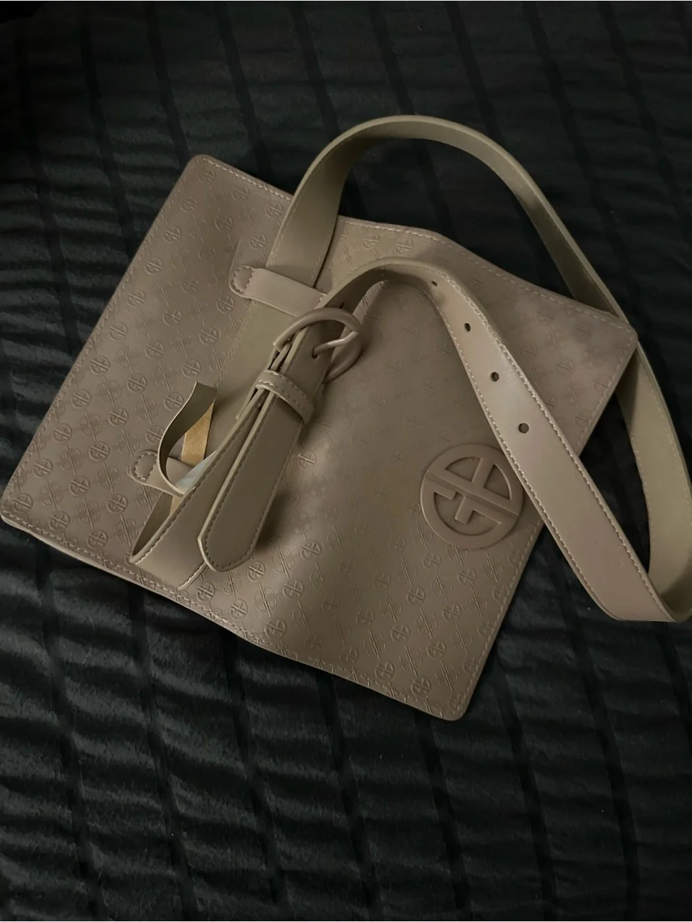 Gianni Bernini Embossed Taupe Crossbody Bag - Taupe